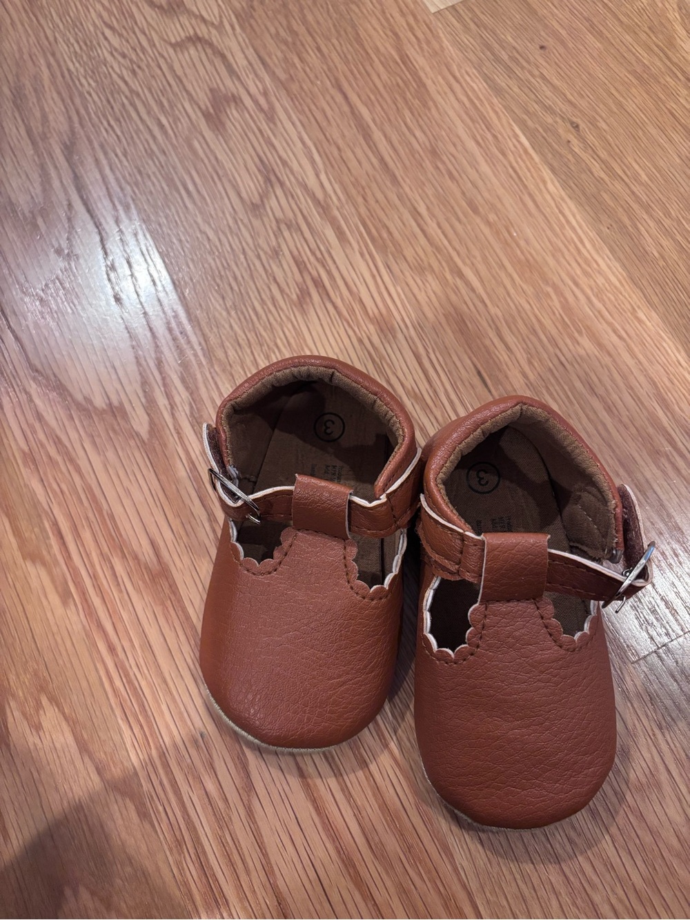 Amazon Brown T-Strap Baby Walker Shoes. Size 3T.